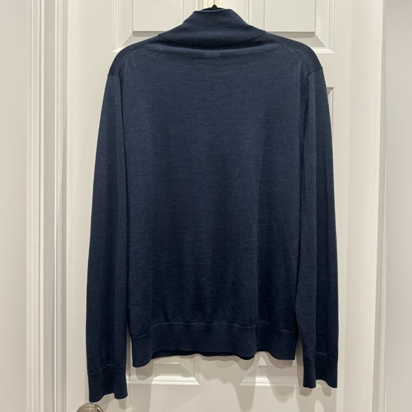 Paul Smith merino wool sweater 3/4 half zip navy blue size xl - Picture 4 of 8